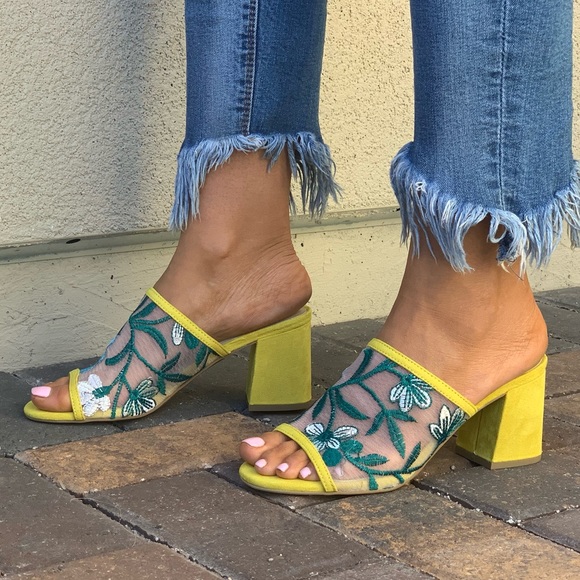 Brisbane Floral Mesh Embroidered Block Heel Mule - Picture 7 of 8